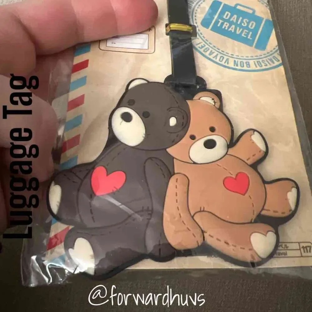 Daiso Bear Luggage Tag Black & Brown Travel ID Tag NWT